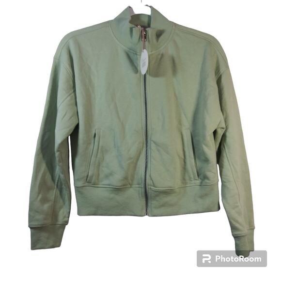 Hippie Rose Silver Sage Green Crop Full Zip Sweatshirt Size Small - Picture 1 of 7